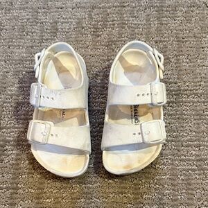 Birkenstock Kids Cream Sandals with Double Buckles